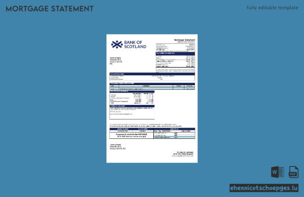 Beispielansicht eines Hypothekenauszugs der Bank of Scotland (Word- und PDF-Format)